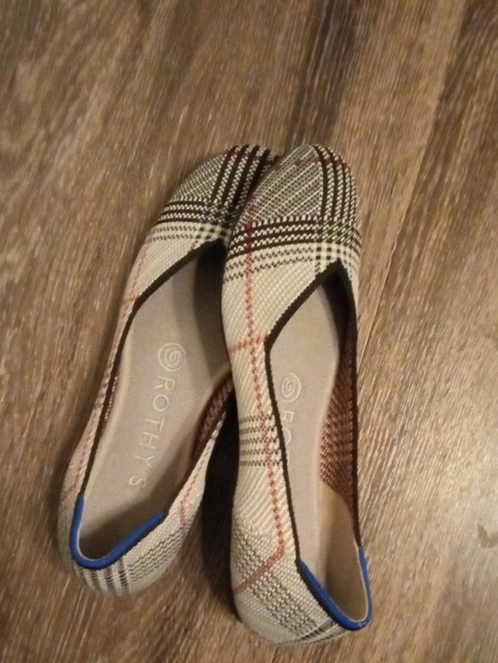 Rothy's Beige and Glen Plaid Knit Ballet Flats - Picture 3 of 9